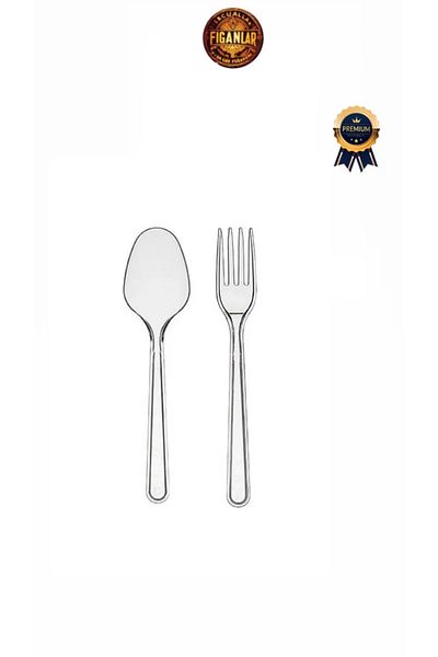 figanlar ambalaj 1St Quality Hard Thick Transparent Plastic Spoon (100Pcs) Transparent Plastic Fork (100Pcs)