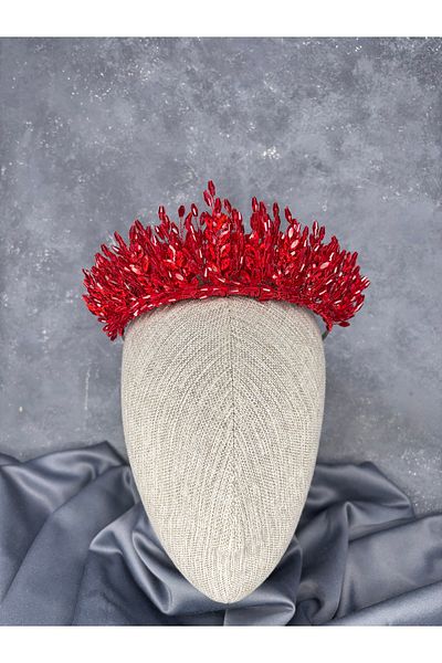 Hayalperest boncuk Elisa Design Beaded Bridal Henna Crown Hair Accessory