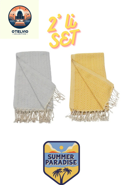 OTELVIO Σετ OTELVİO με 2 πετσέτες θαλάσσης Peshtemal, 100% βαμβάκι, Xxl 100x1...