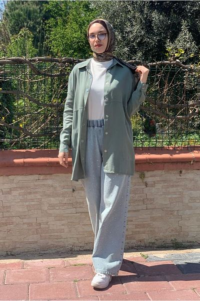 Moda Rosa 25Y7220 - Khaki - Hidden Pocket Shirt Jacket
