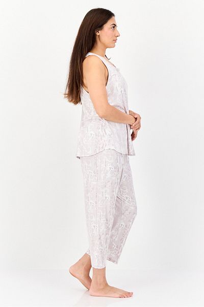 Jones of New York Women 2 Peices Allover Print Top And Pajama Set, Multicolor