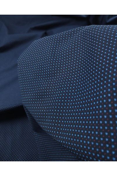 Kumaş Parça Ποπλίνα υφαντό με κόκκινο σχέδιο πάνω από Navy Blue (Πλάτος 140 cm x Μήκος 130 cm)