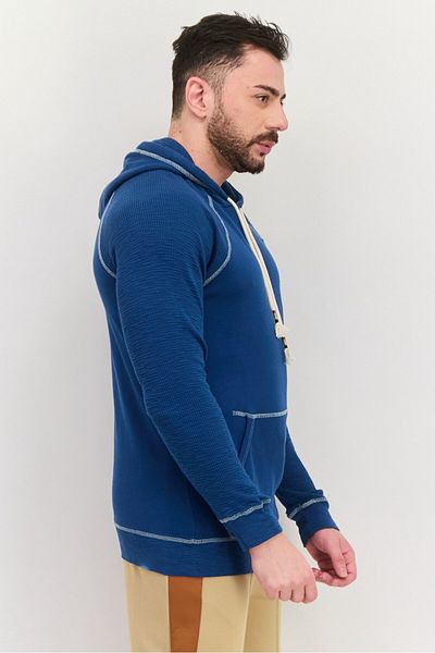 True Grit Men Hooded Heather Long Sleeve Sweatshirt, Teal Blue