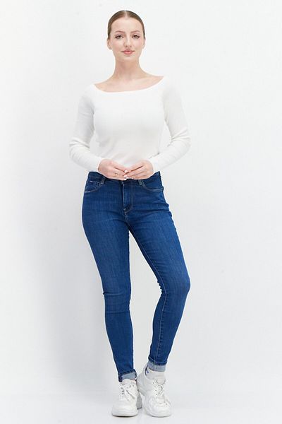 Pepe Jeans بنطلون جينز نسائي ضيق غير قابل للتمدد، أزرق
