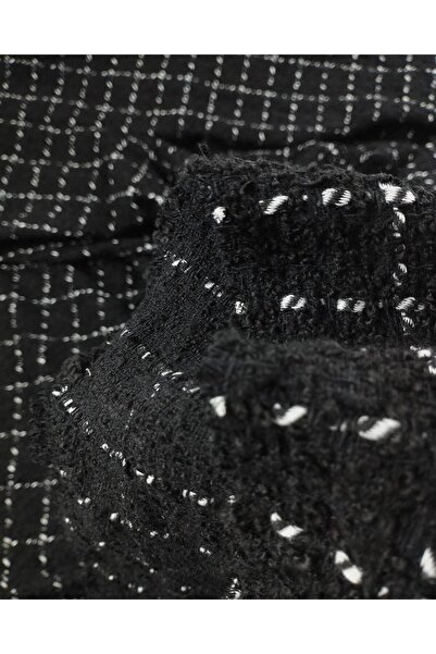 Kumaş Parça شانيل بالألوان الأبيض والأسود (العرض 150 سم × الطول 320 سم)