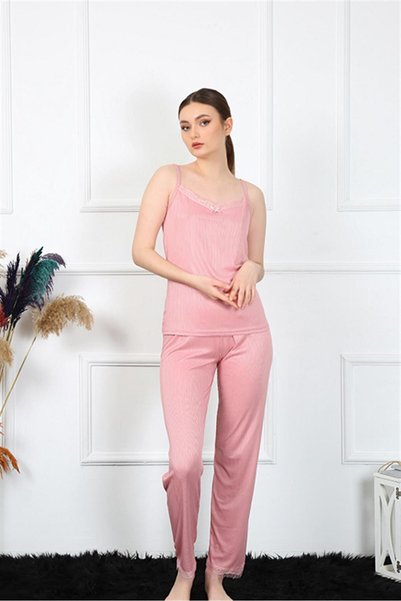 Mestore Fashion Line Women's Rope Strap Salmon Pajama Set 4136