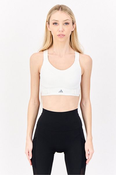 adidas Women Brand Logo Padded Sports Bra, White