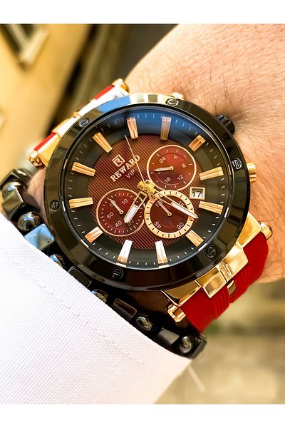 Reward Red Color Sport Model Waterproof Men Wrist Watch