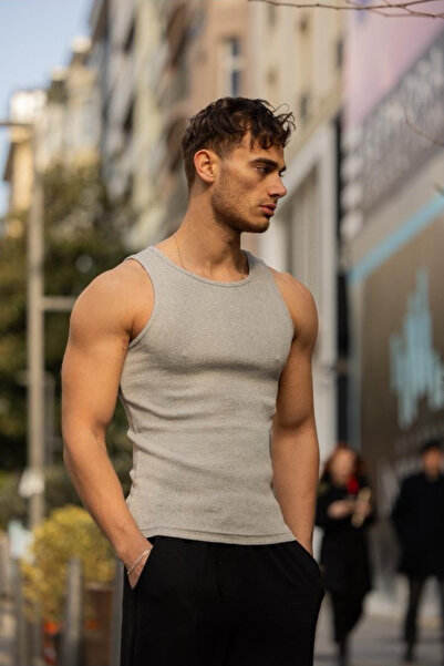 GOLEM 2 Pack Black Gray Halter Neck Athlete's Singlet, Lycra Men's Singlet