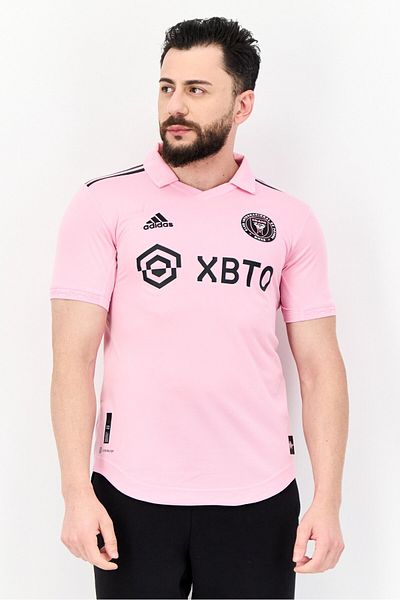 adidas Men Sportswear Fit Short Sleeve Football Jersey, Pink