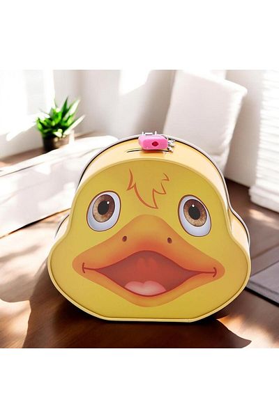 VEYORA Cute Decorative Duck Figurine Design Piggy Bank with Key