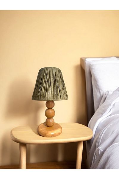 KorFam Wicker Handmade Bohemian Wooden Leg Rustic Lampshade