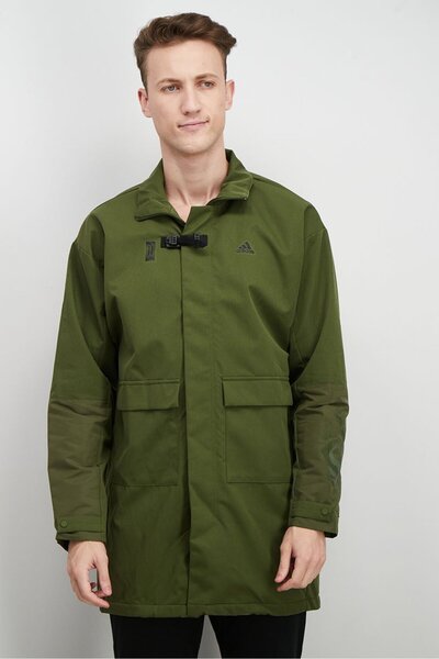 adidas جاكيت رياضي رجالي بأكمام طويلة، زيتوني