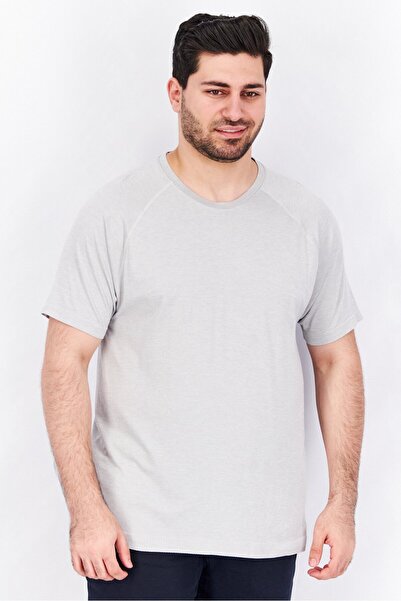 Tchibo قميص تدريب رجالي رياضي بأكمام قصيرة، رمادي فاتح