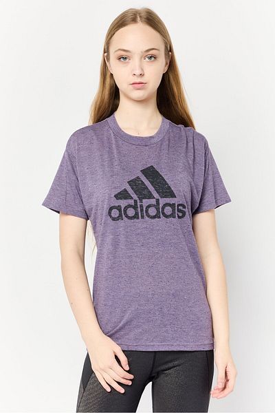 adidas تي شيرت رياضي نسائي بأكمام قصيرة للتدريب، بنفسجي