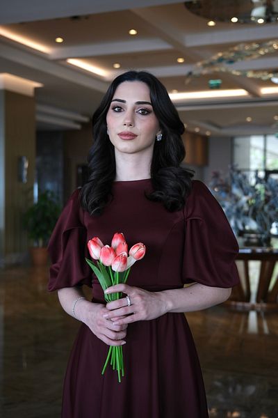BEYZATURAN Veronica Burgundy Inverted Pleat Balloon Sleeve Long Flared Skirt Dress/Evening Dress