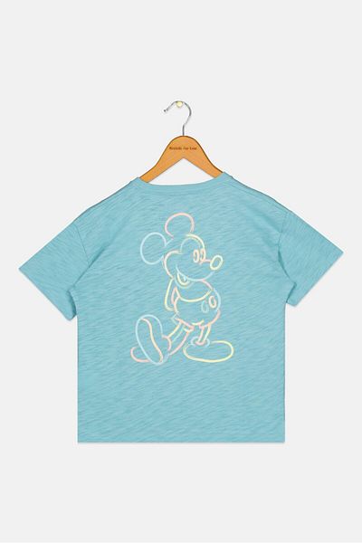 GAP x Disney Kids Boy Mickey Mouse Print Short Sleeves T-Shirt, Blue