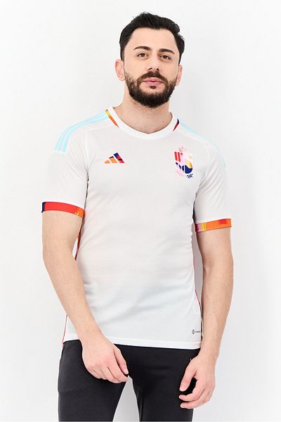 adidas Men Sportswear Fit Short Sleeves Belgian Football Jersey Shirt, White