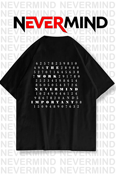NEVERMIND supradimensionat Tricou negru unisex grafic cu imprimeu , potrivire confortabilă