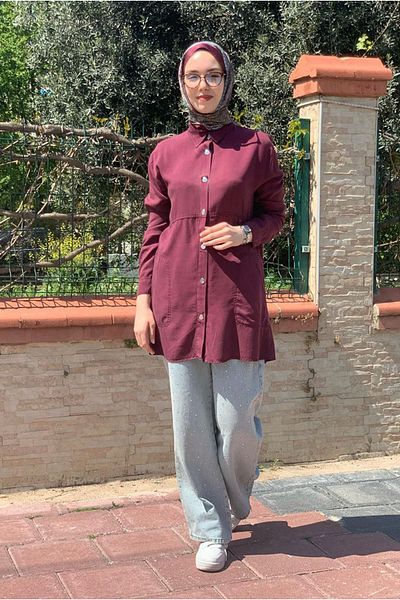 Moda Rosa 25Y7220 - Bordo - Hidden Pocket Shirt Jacket
