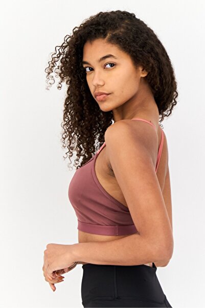 adidas Women Brand Logo Padded Yoga Sports Bra, Mauve