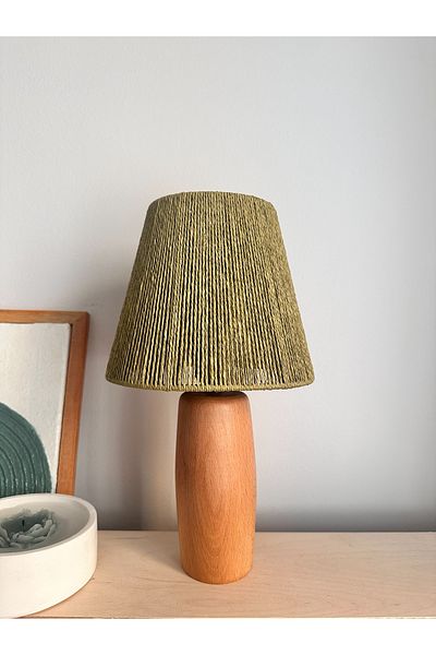 KorFam Wicker Handmade Bohemian Wooden Leg Rustic Lampshade