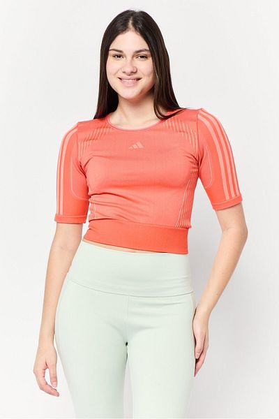 adidas Women Sportswear Fit Short Sleeves Training T-shirt, Red