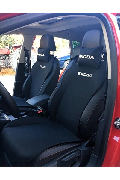 STİLİX GARAGE SKODA Бродирана предна двойна възглавница за кола 2 възглавници...