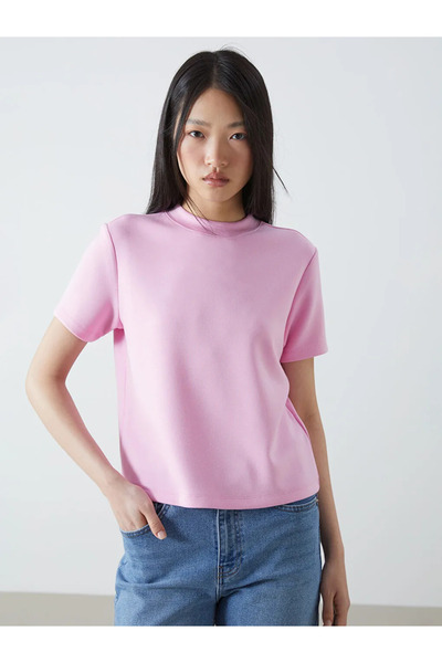 LC Waikiki Lcw Vision Pink Stand Collar Women's T-Shirt