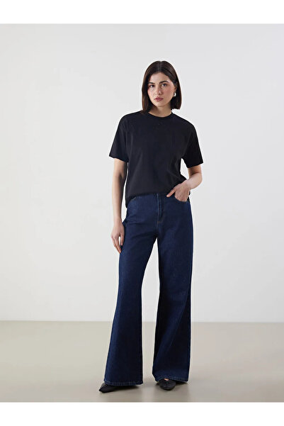 LC Waikiki Γυναικείο T-Shirt LCW Modest Black Crew Neck Stone