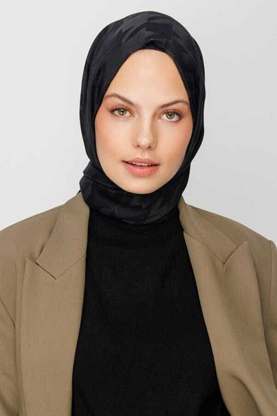 sevateks Houndstooth Pattern Silky Jacquard Shawl
