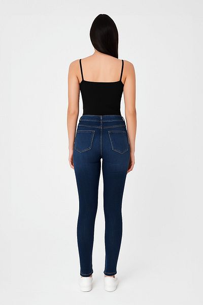 Bluewhite Pantaloni de damă cu talie înaltă, skinny, skinny, din lycra, albastru