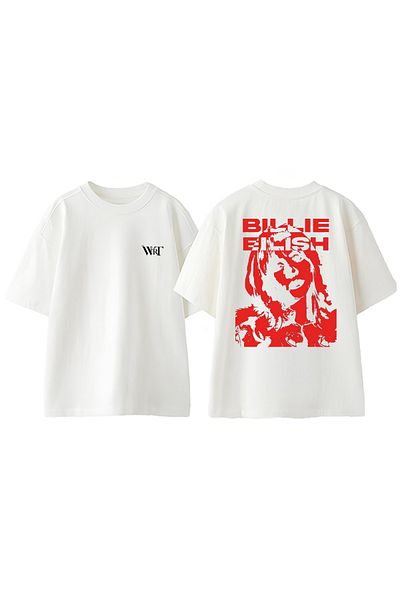 THEWERT Μπλουζάκι Billie Eillish 3 Design με στάμπα βαμβακερό λευκό oversize