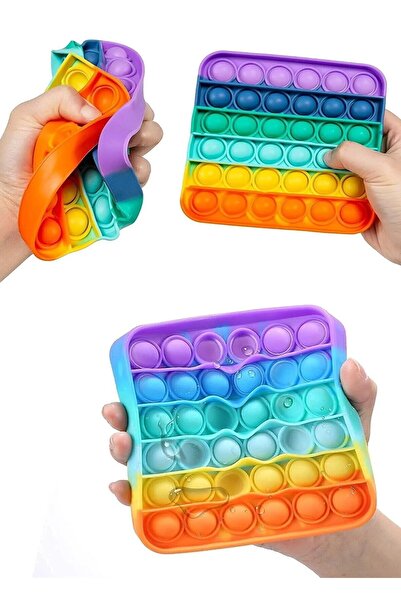 Bundeba Pop-ıt Kare Popit Buble Fidget Gökkuşağı Popit Stres Oyuncağı Renkli Duyusal Kare Eğitici oyuncak