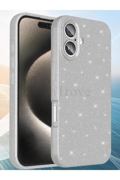 Hatreds Apple iPhone 16 Kılıf Kamera Korumalı Parlak Simli Lüks Kapak - Gümüş