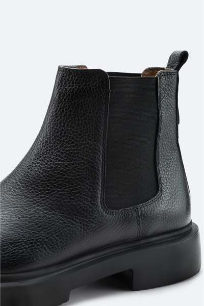 Avva Erkek Siyah %100 Deri Esnek Taban Chelsea Bot A42Y8016