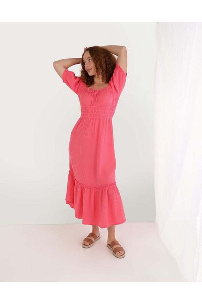 AMERICAN EAGLE Aerie Gauzy Smocked Waist Midi Dress