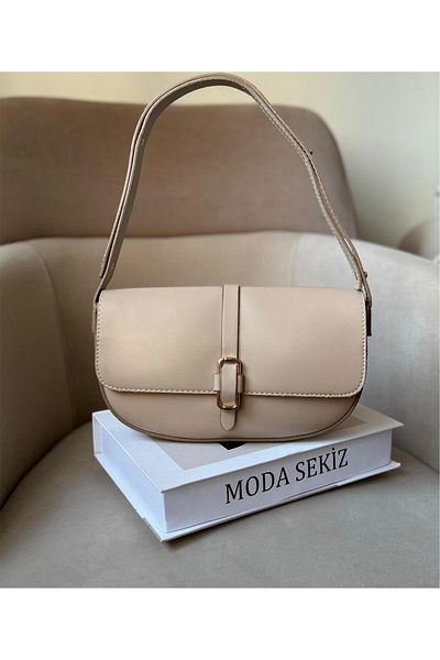 Moda Sekiz Geantă de umăr pentru femei din piele artificială cu închidere magnetică cu curea reglabilă