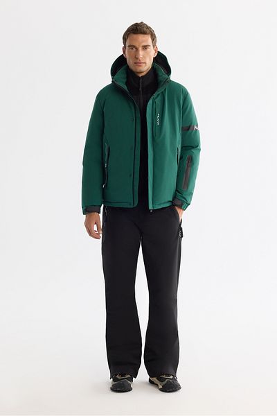 Avva Men's Green Hooded Water Repellent Windproof -20 Degree Resistant Inflatable Ski Coat A42Y6159