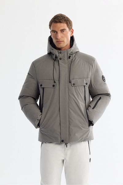 Avva Men's Dark Gray Goose down Ski Coat - Water Repellent, Windproof, -20 Degree Resistant, Hood A42Y61
