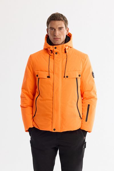 Avva Men's Neon Orange -20 Degree Resistant Ski Coat with Hood and Windproof A4