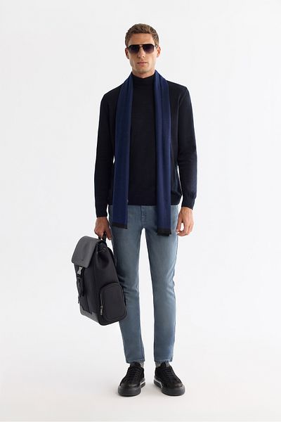 Avva Pantaloni de jeans flexibili, albaștri, spălați, A42y3505