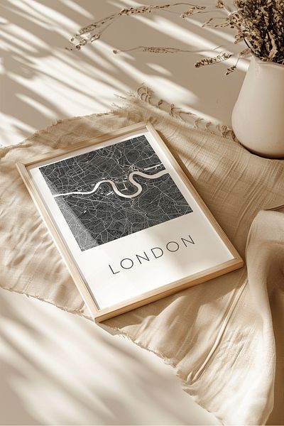 Home Cities Gaze Map, Living Room Decor, Hall Decor, Black and White Frameless Poster