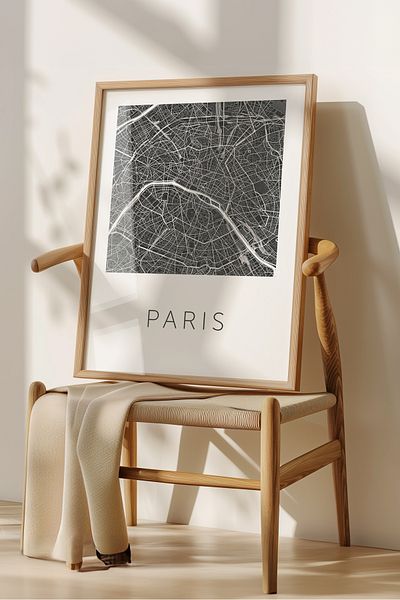Home Cities Gaze Map, Living Room Decor, Hall Decor, Black and White Frameless Poster