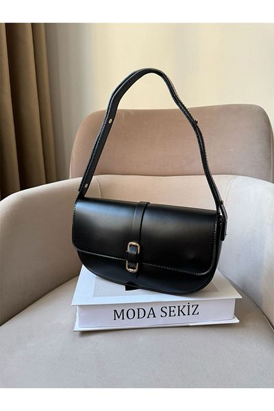 Moda Sekiz Geantă de umăr pentru femei din piele artificială cu închidere magnetică cu curea reglabilă