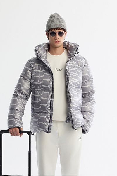 Avva Men's Gray Inflatable Ski Coat - Hood, Water Repellent, Windproof, -20 Degree Resistant A42Y6