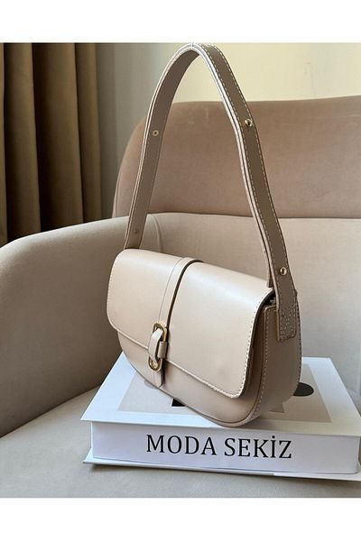 Moda Sekiz Geantă de umăr pentru femei din piele artificială cu închidere magnetică cu curea reglabilă