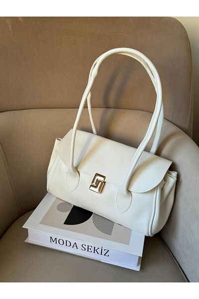 Moda Sekiz Geantă de umăr cu șnur pentru femei cu accesorii aurii