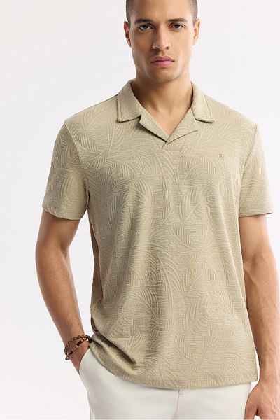 Avva Ανδρικό μπλουζάκι Jacquard με γιακά Mink Apaj A51Y1069