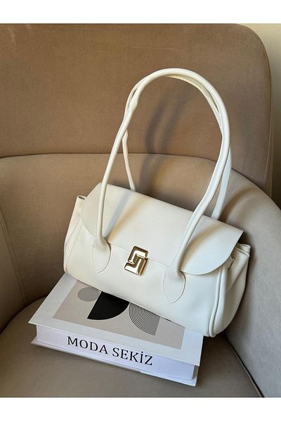 Moda Sekiz Geantă de umăr cu șnur pentru femei cu accesorii aurii